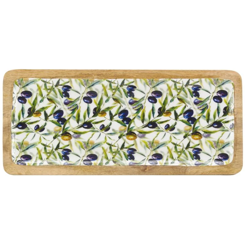 Plat en manguier décor olives